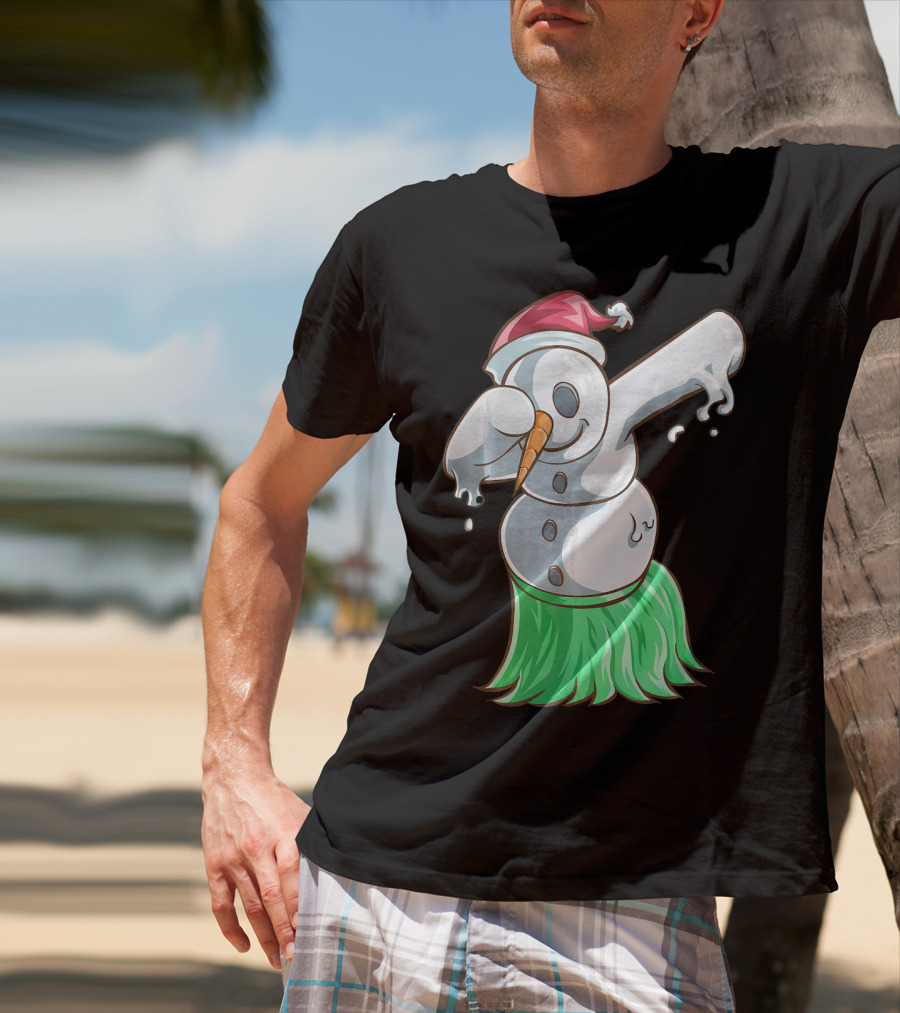 Christmas In July Dabbing Snowman Tropical Hula Dance T-Shirt