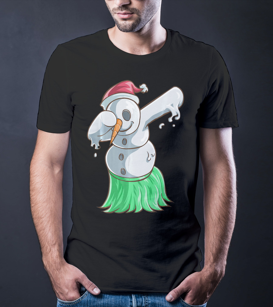 Christmas In July Dabbing Snowman Tropical Hula Dance T-Shirt