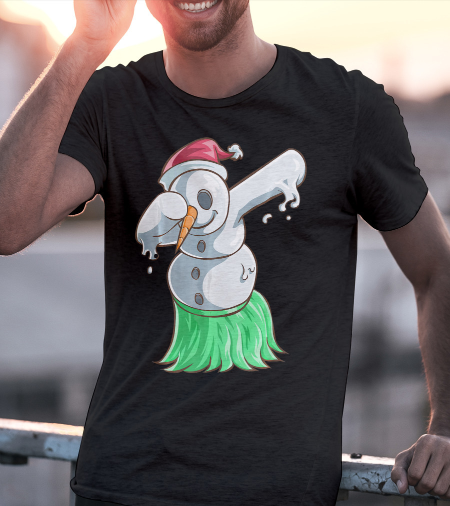 Christmas In July Dabbing Snowman Tropical Hula Dance T-Shirt