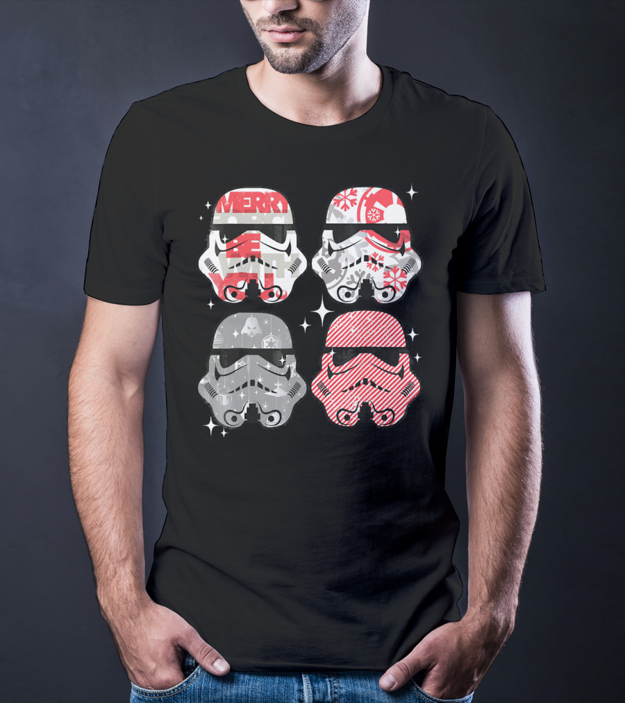Star Wars Merry Troopers Christmas Snowflakes And Stripes T-Shirt