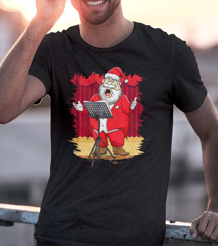 Christmas Santa Opera Singer Funny Stage Performance T-Shirt