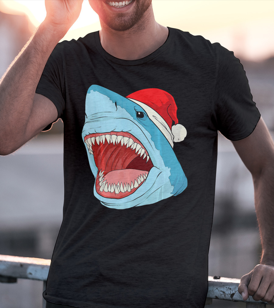 Santa Jaws Cool Christmas Shark Holiday Humor T-Shirt