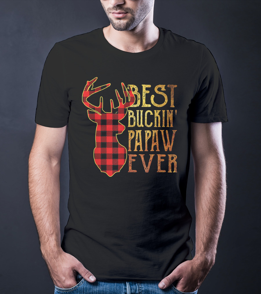 Best Buckin' Papaw Ever Reindeer Plaid T-Shirt