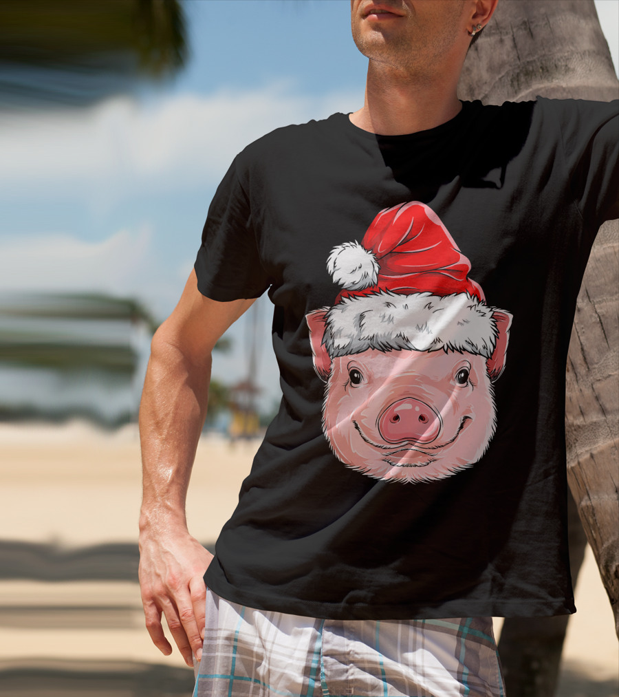 Pig Santa Christmas Santa Hat T-Shirt