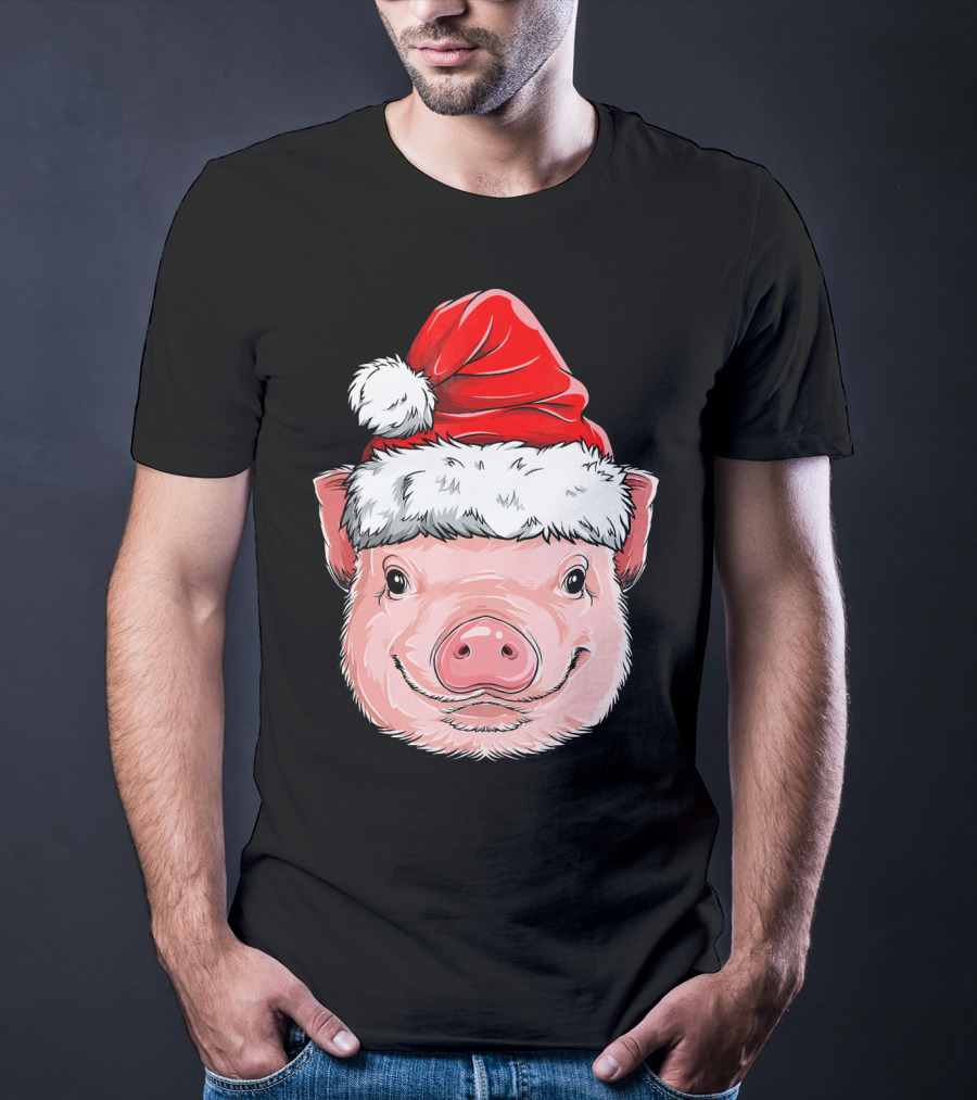 Pig Santa Christmas Santa Hat T-Shirt