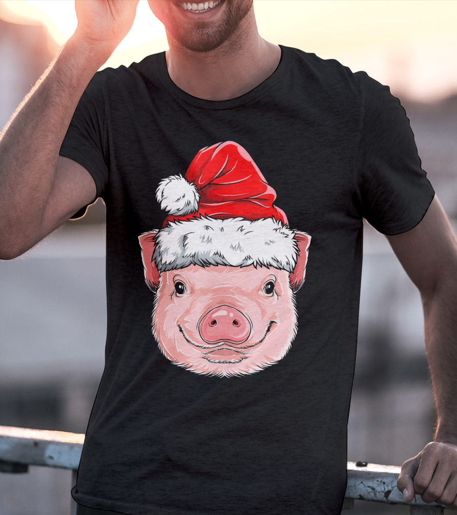 Pig Santa Christmas Santa Hat T-Shirt