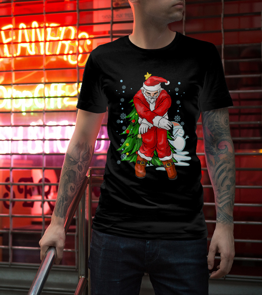 Santa Claus Funny Dance Holiday Christmas Tree Snowman T-Shirt