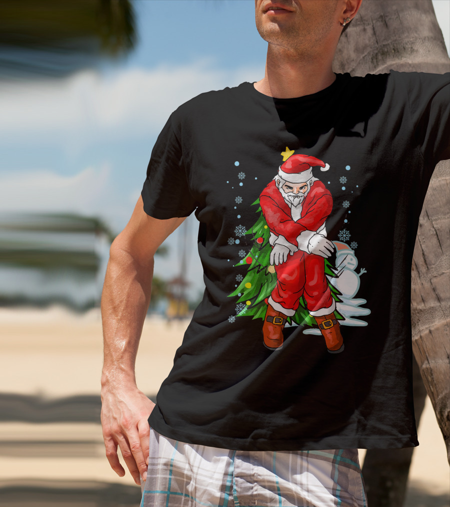 Santa Claus Funny Dance Holiday Christmas Tree Snowman T-Shirt