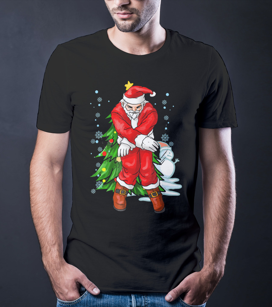 Santa Claus Funny Dance Holiday Christmas Tree Snowman T-Shirt