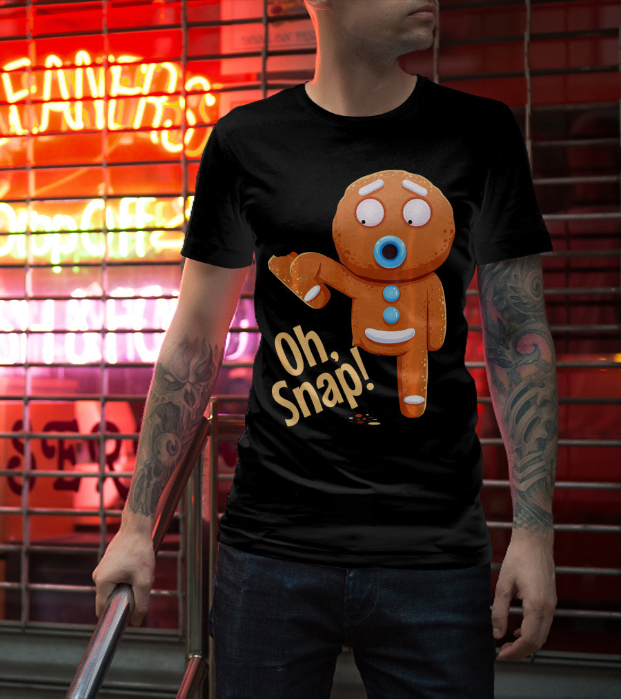 Oh Snap Gingerbread Cookie Cartoon With Missing Leg And Shocked Expression T-Shirt