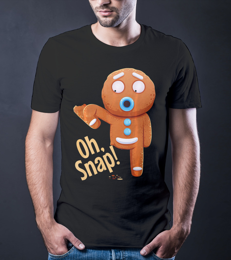 Oh Snap Gingerbread Cookie Cartoon With Missing Leg And Shocked Expression T-Shirt