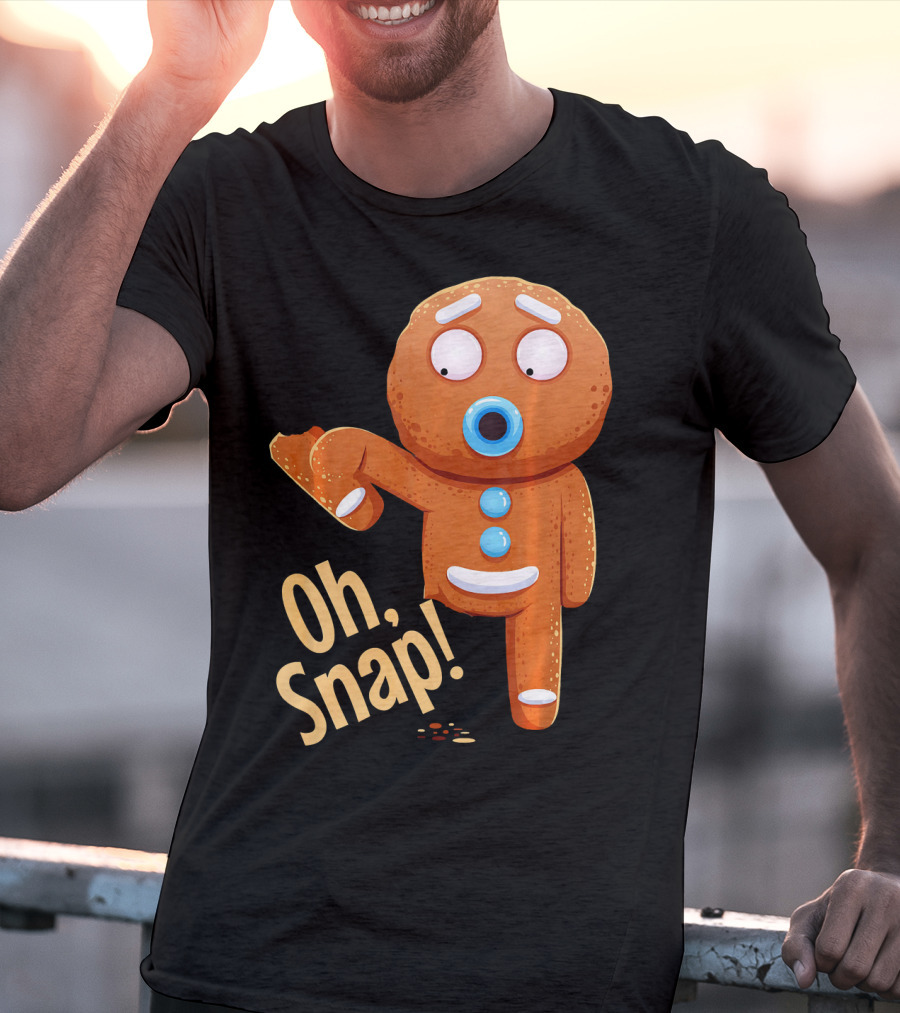 Oh Snap Gingerbread Cookie Cartoon With Missing Leg And Shocked Expression T-Shirt