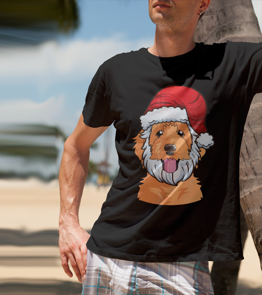 Golden Doodle Funny Santa Claus Dog Holiday Humor T-Shirt