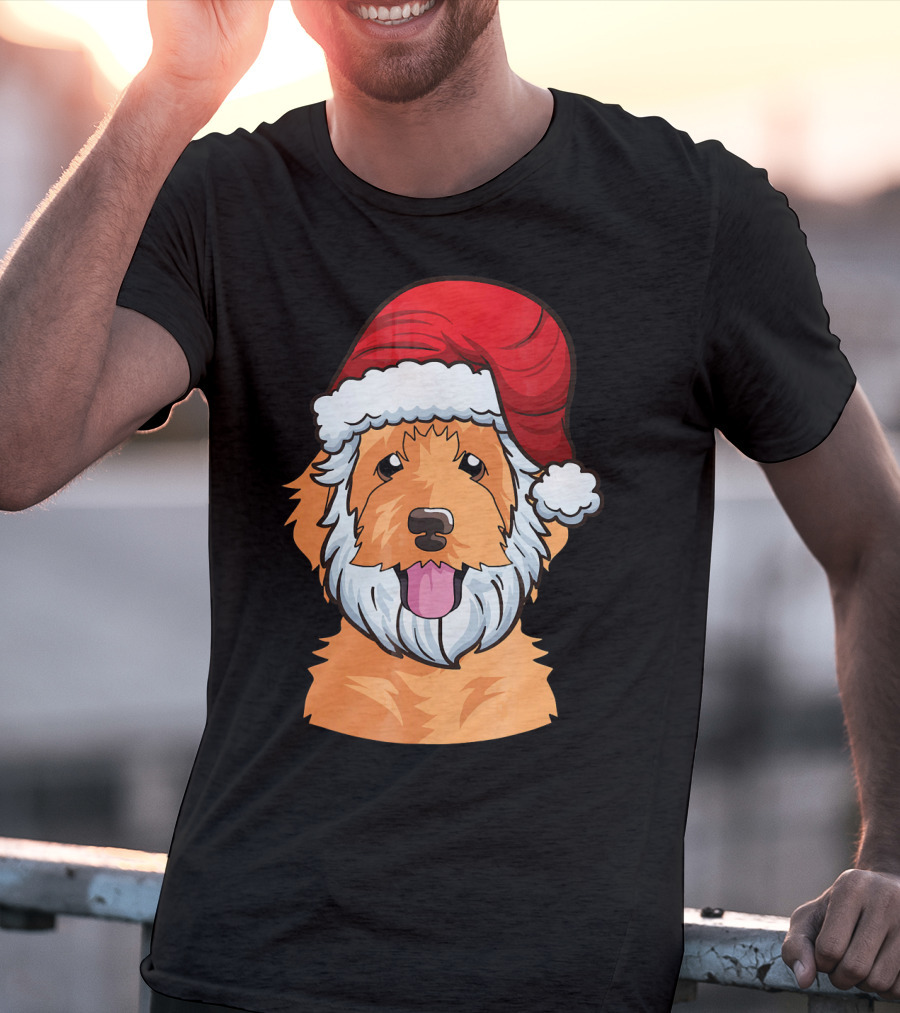 Golden Doodle Funny Santa Claus Dog Holiday Humor T-Shirt