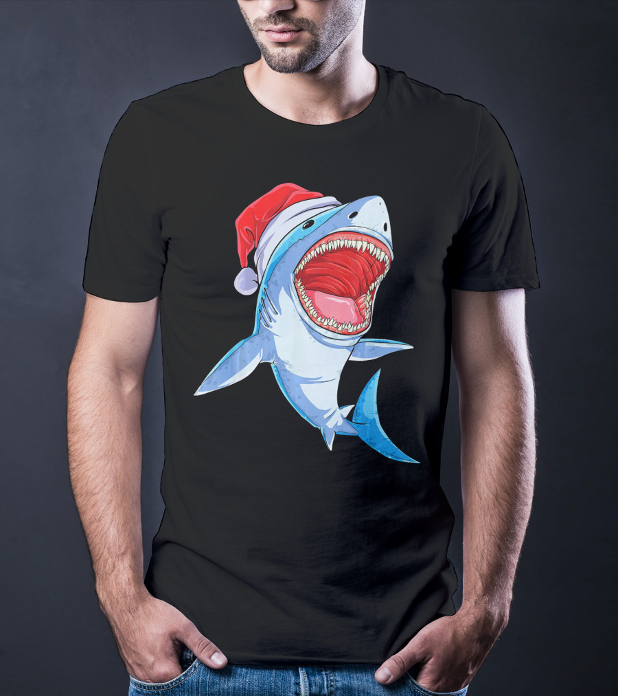Christmas Kids Santa Shark T-Shirt
