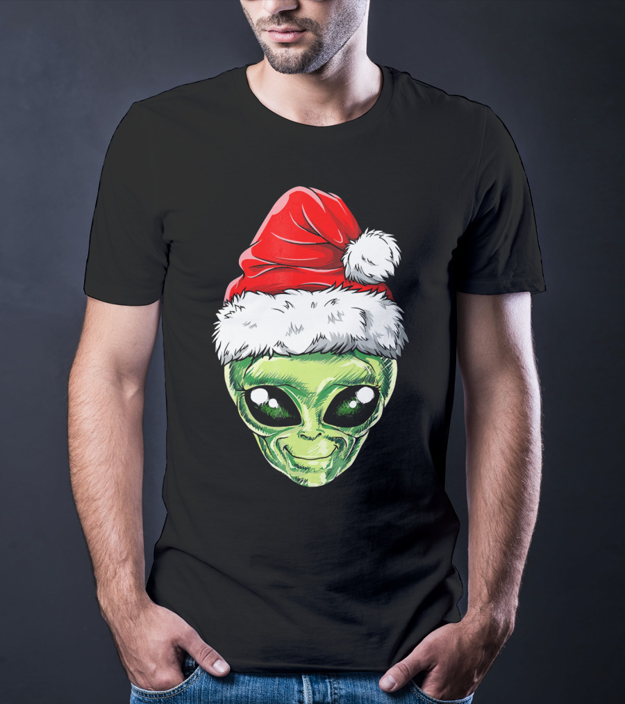 Alien Santa Christmas Hat T-Shirt