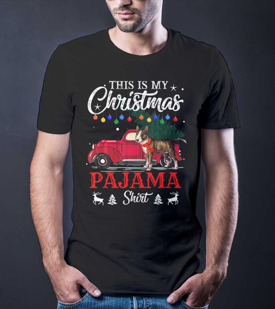 This Is My Christmas Pajama Shirt Vintage Truck Dog Holiday Lights T-Shirt