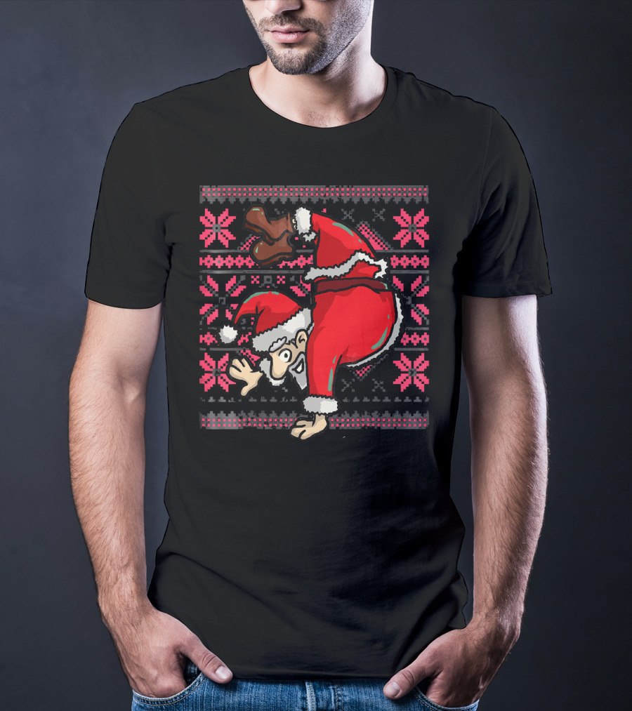 Ugly Christmas Santa Handstand T-Shirt