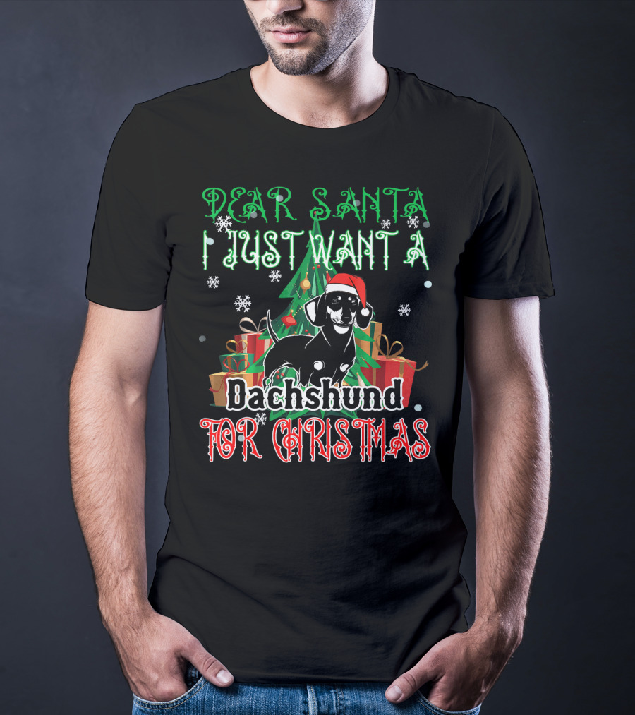Dear Santa I Just Want A Dachshund For Christmas T-Shirt