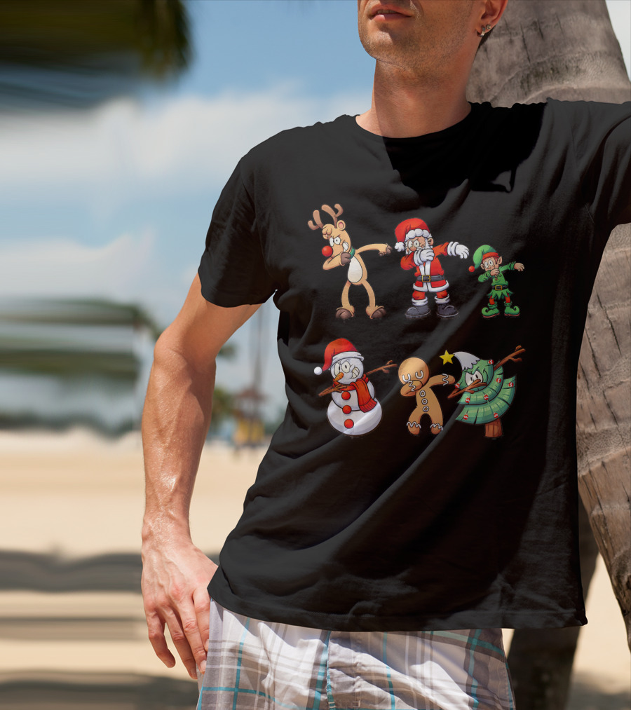 Christmas Dabbing Santa Reindeer Elf Snowman Gingerbread Tree T-Shirt