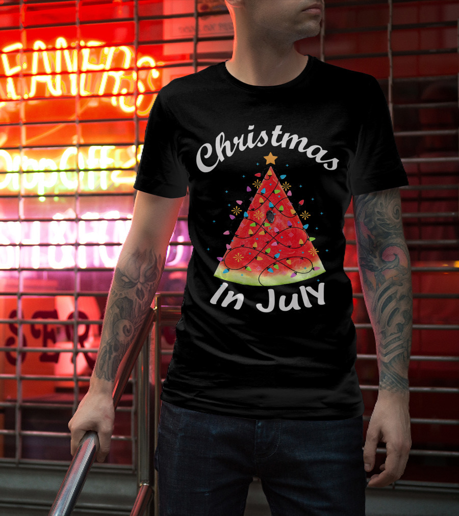 Christmas In July Watermelon Tree Lights T-Shirt