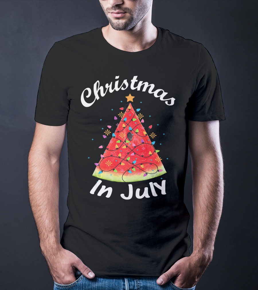 Christmas In July Watermelon Tree Lights T-Shirt