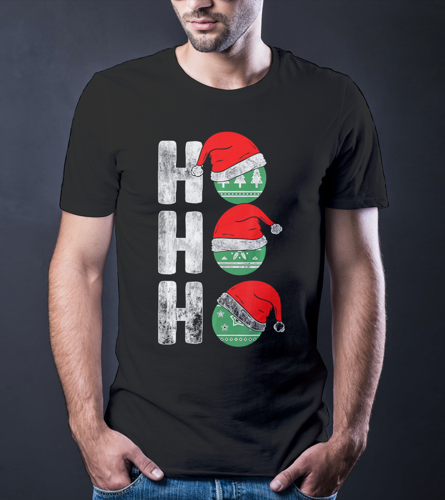 HO HO HO Santa Hat Funny Ornament Christmas Tree T-Shirt