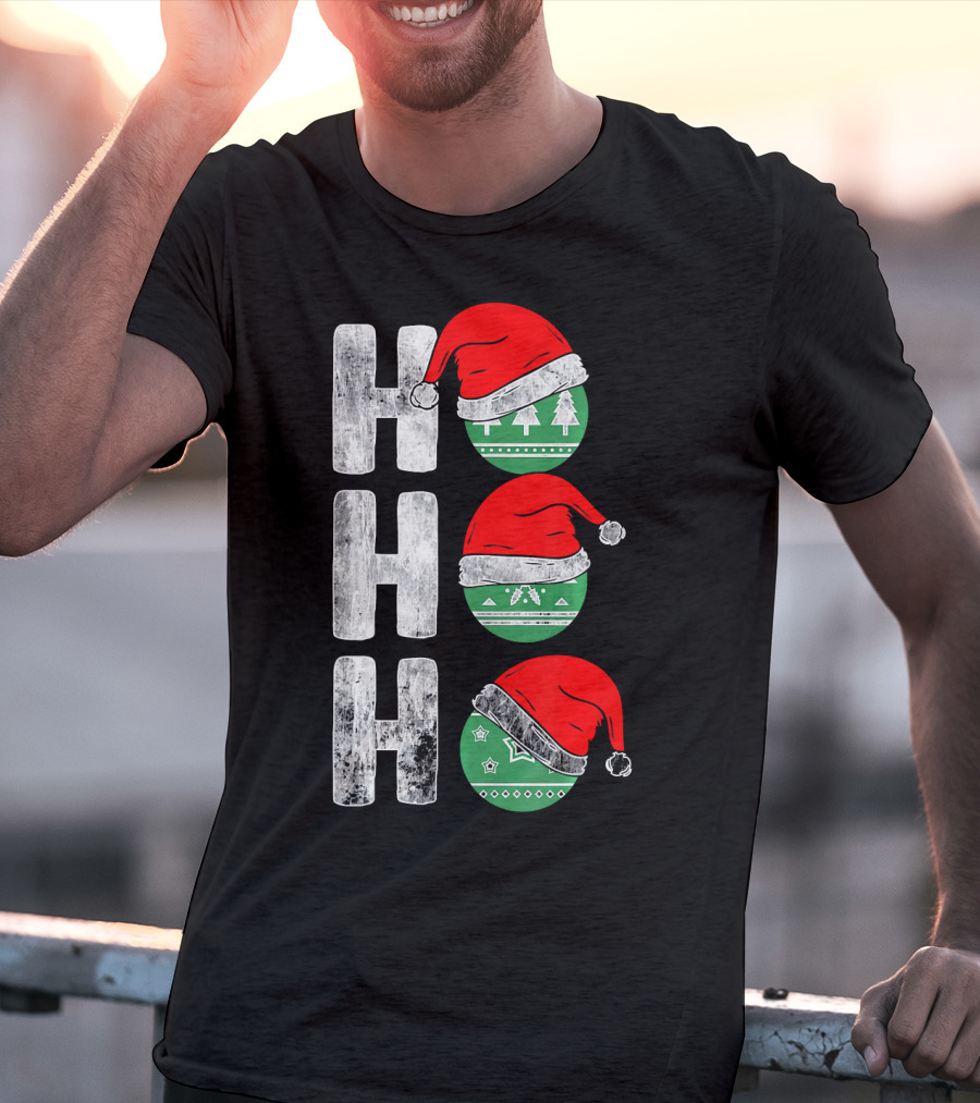 HO HO HO Santa Hat Funny Ornament Christmas Tree T-Shirt