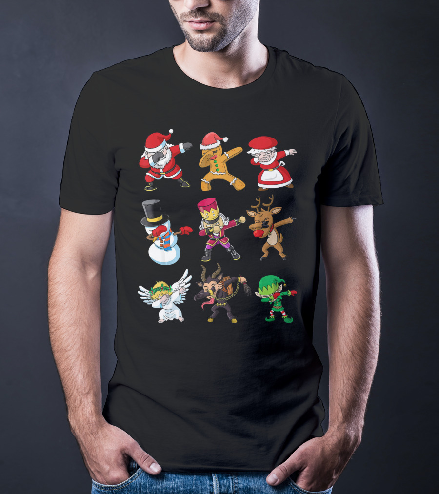 Christmas Dabbing Squad Santa Gingerbread Mrs. Claus Snowman Nutcracker Reindeer Angel Krampus Elf T-Shirt