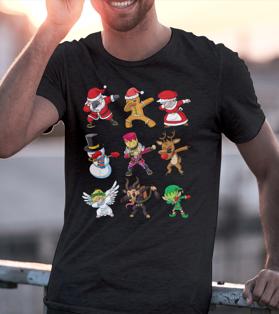 Christmas Dabbing Squad Santa Gingerbread Mrs. Claus Snowman Nutcracker Reindeer Angel Krampus Elf T-Shirt