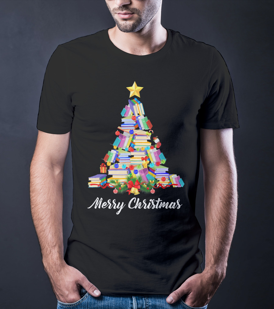 Merry Christmas Books Tree T-Shirt