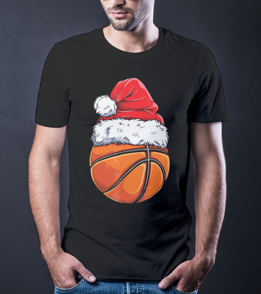 Basketball Santa Hat T-Shirt