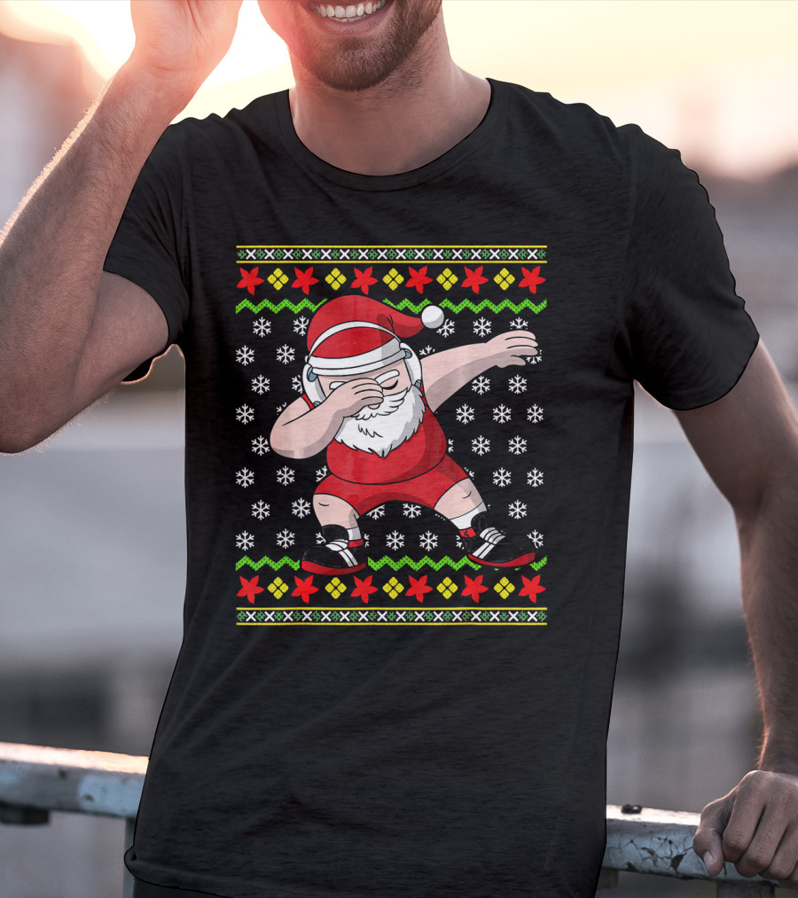 Wrestling Ugly Christmas Santa Dabbing Wrestler T-Shirt