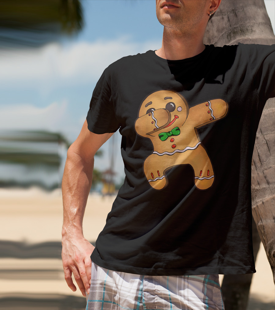 Dabbing Gingerbread Man Christmas Cookie With Bow Tie T-Shirt