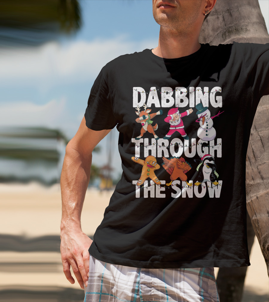 Dabbing Through The Snow Christmas Santa Friends Dabbing T-Shirt