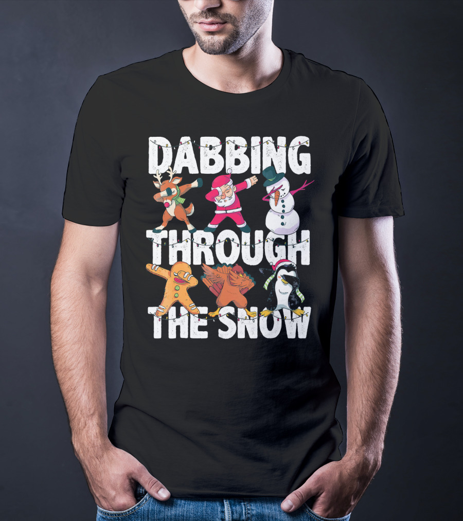 Dabbing Through The Snow Christmas Santa Friends Dabbing T-Shirt