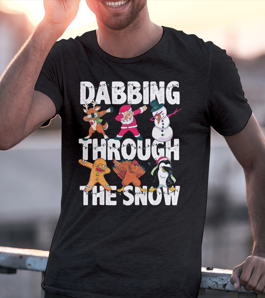 Dabbing Through The Snow Christmas Santa Friends Dabbing T-Shirt
