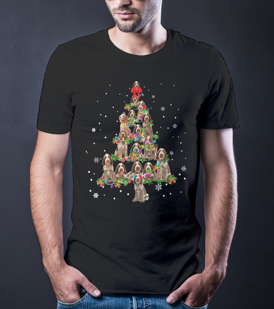 Spinone Italiano Dog Christmas Tree With Bows And Snowflakes T-Shirt