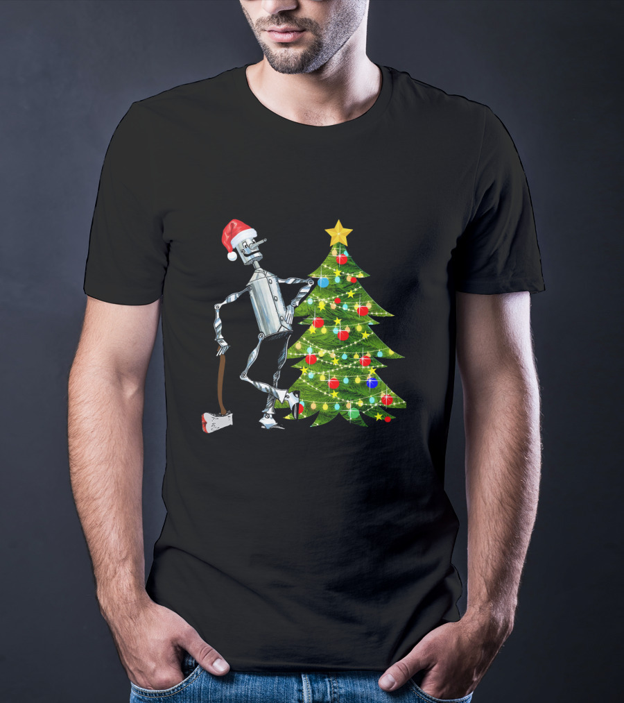 Tin Man Wizard Of Oz Santa Hat Christmas Tree T-Shirt