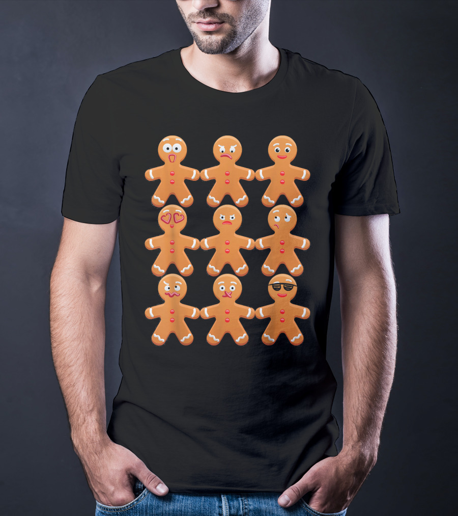 Cool Gingerbread Emojis Emoticon Faces Collection T-Shirt