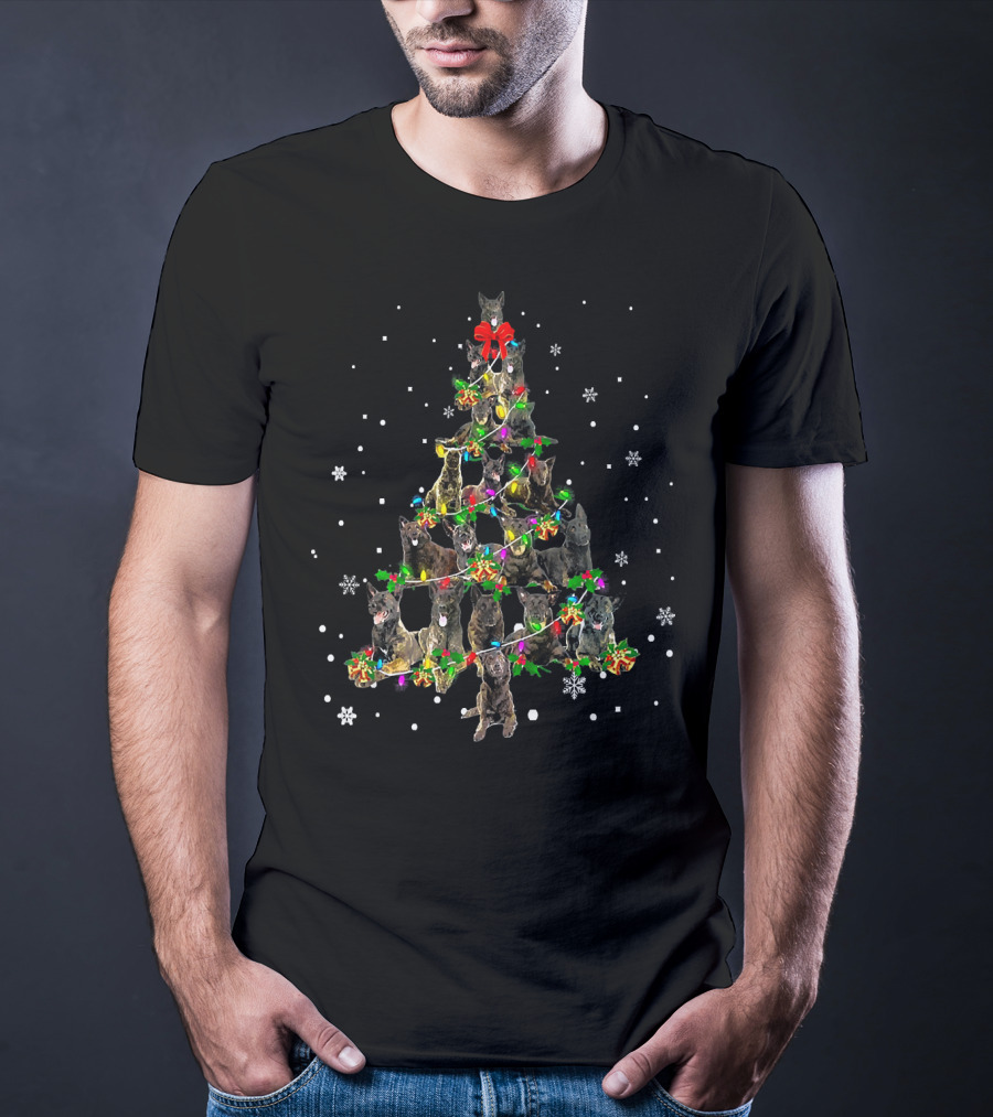 Cute Dutch Shepherd Dog Christmas Tree Festive Holiday Snowflakes T-Shirt