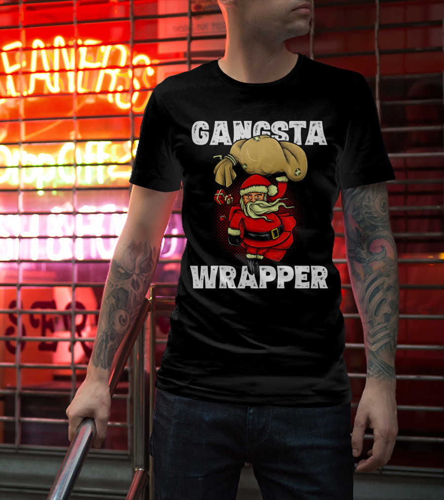 Gangsta Wrapper Santa With Sack And Gifts T-Shirt