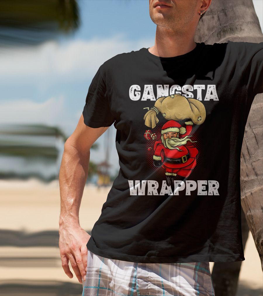 Gangsta Wrapper Santa With Sack And Gifts T-Shirt