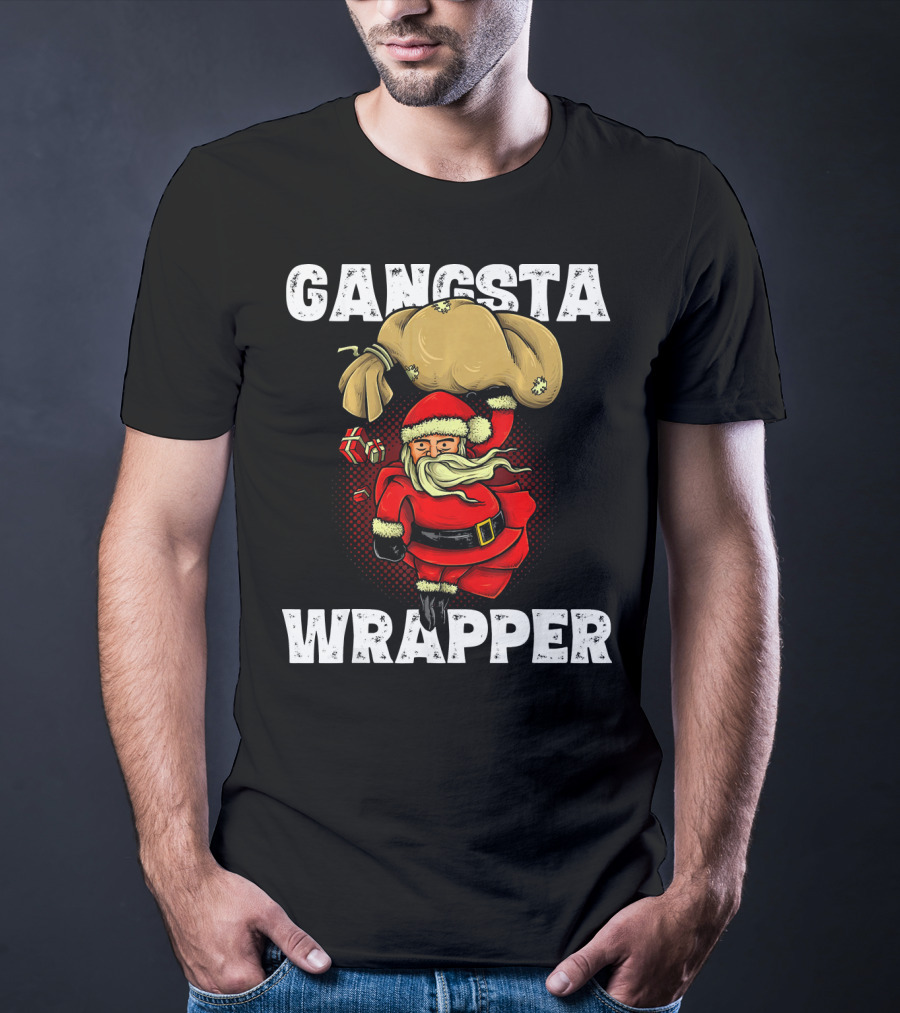 Gangsta Wrapper Santa With Sack And Gifts T-Shirt