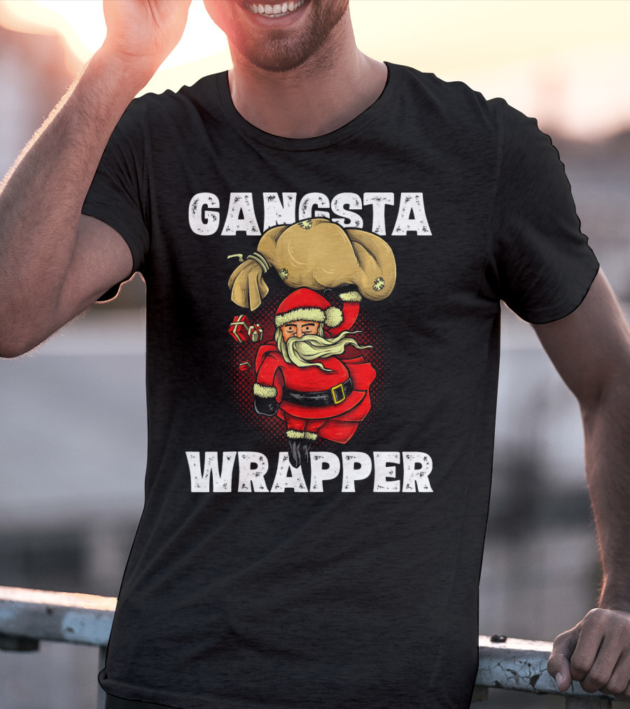 Gangsta Wrapper Santa With Sack And Gifts T-Shirt