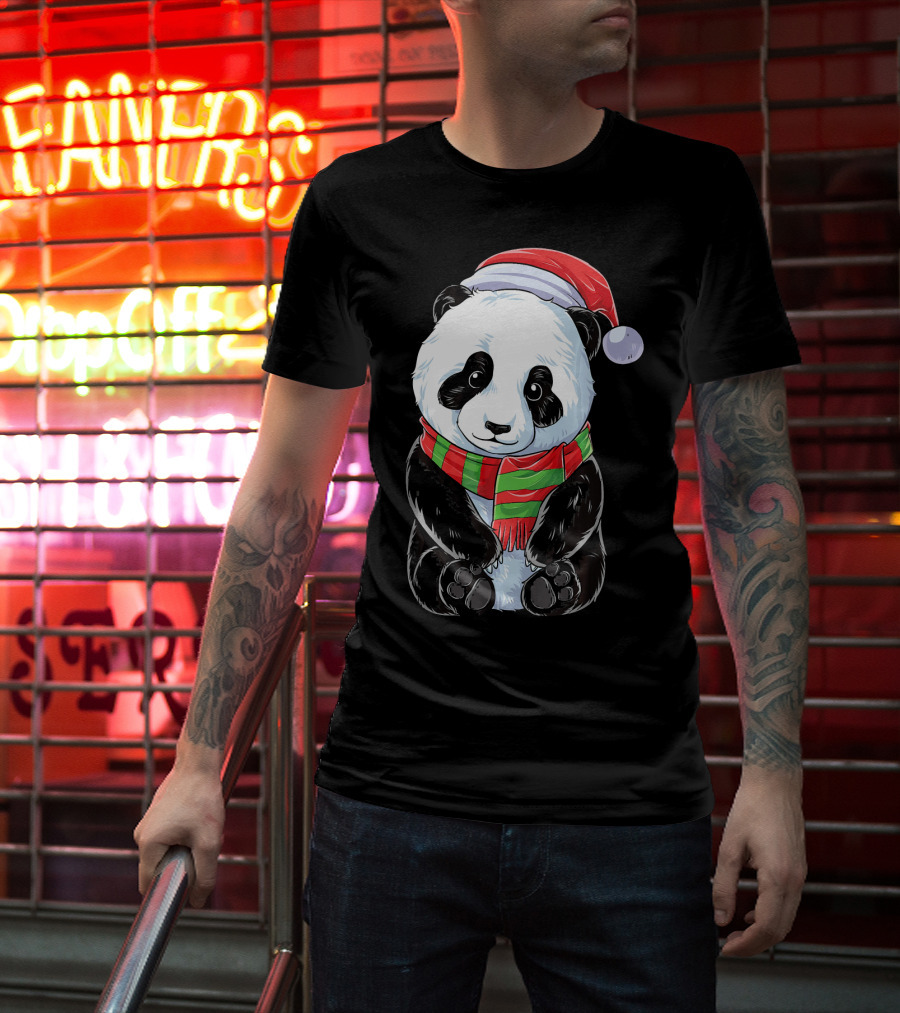 Santa Hat Panda Christmas T-Shirt