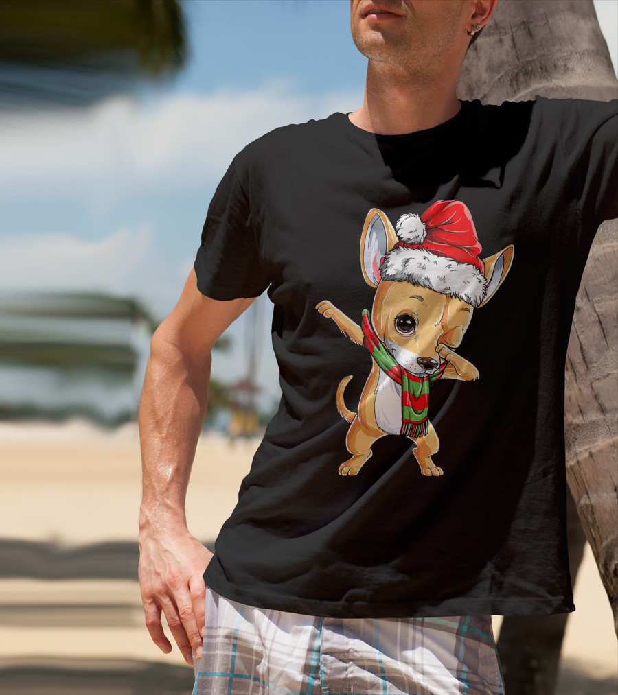 Chihuahua Santa Dabbing Christmas Scarf T-Shirt