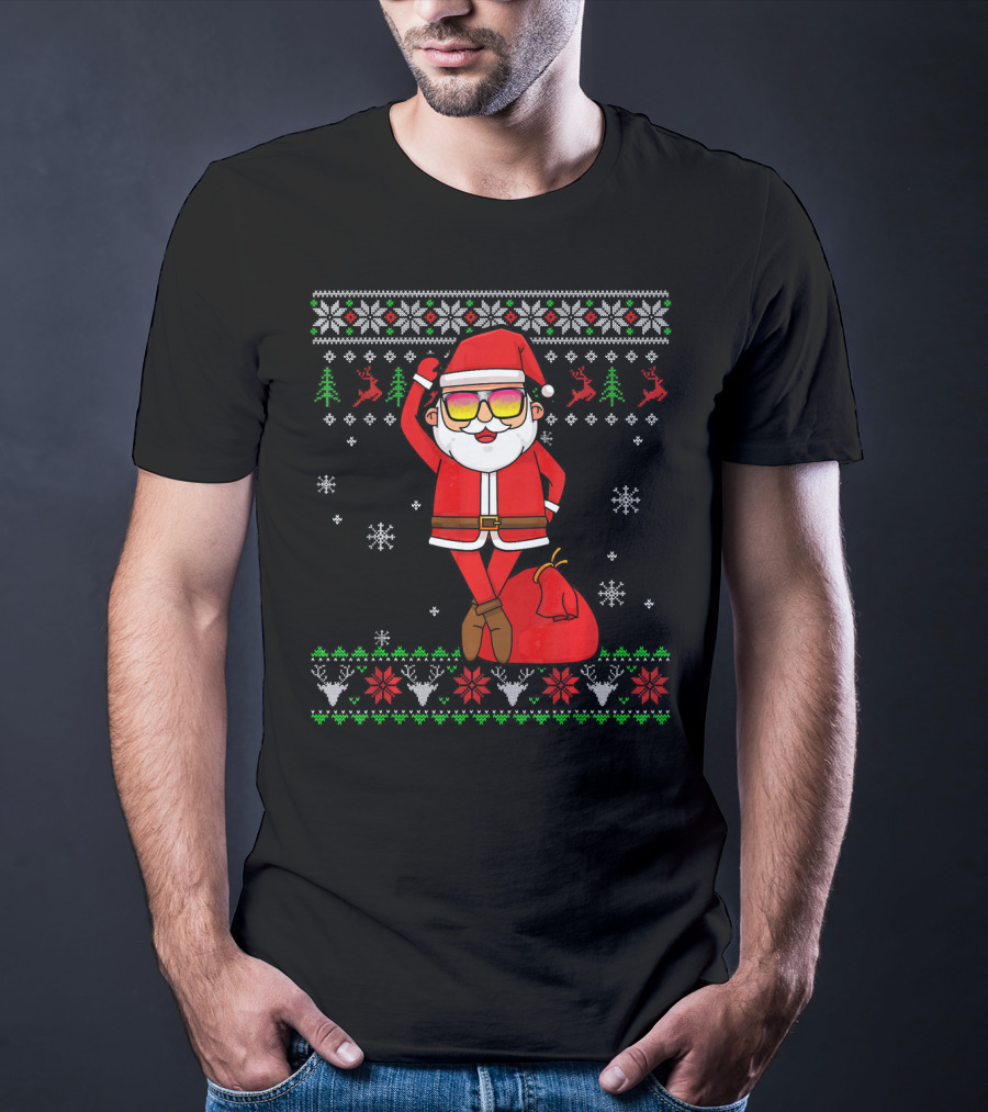 Ballet Lover Santa Claus Ballerina Christmas Snowflakes Reindeer Ugly T-Shirt