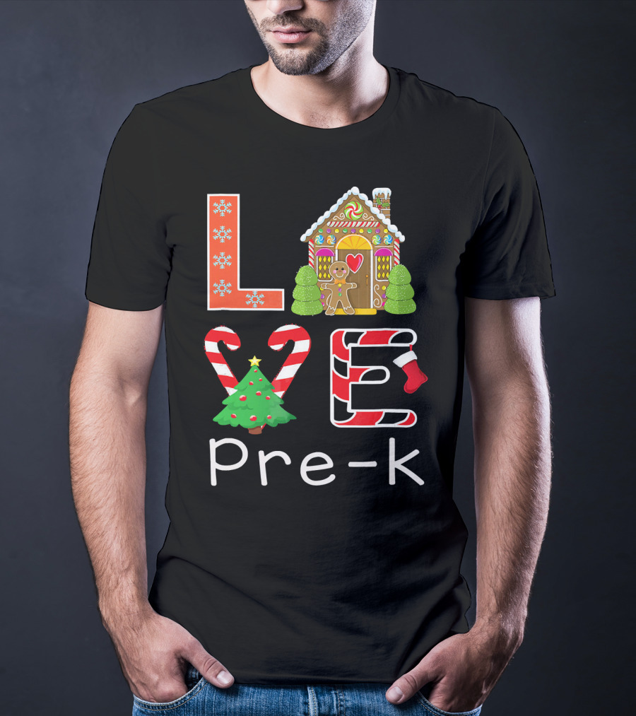 Love Pre-k Gingerbread Christmas Holiday Elements T-Shirt
