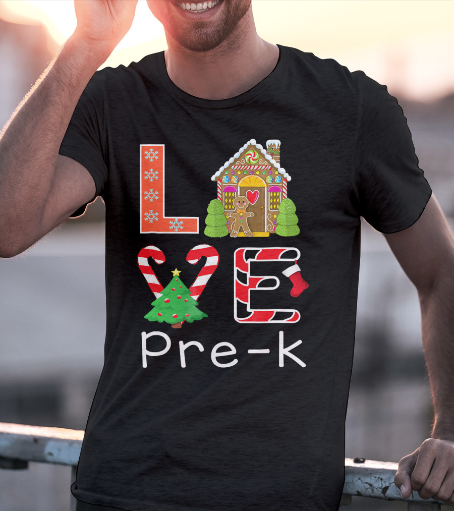 Love Pre-k Gingerbread Christmas Holiday Elements T-Shirt